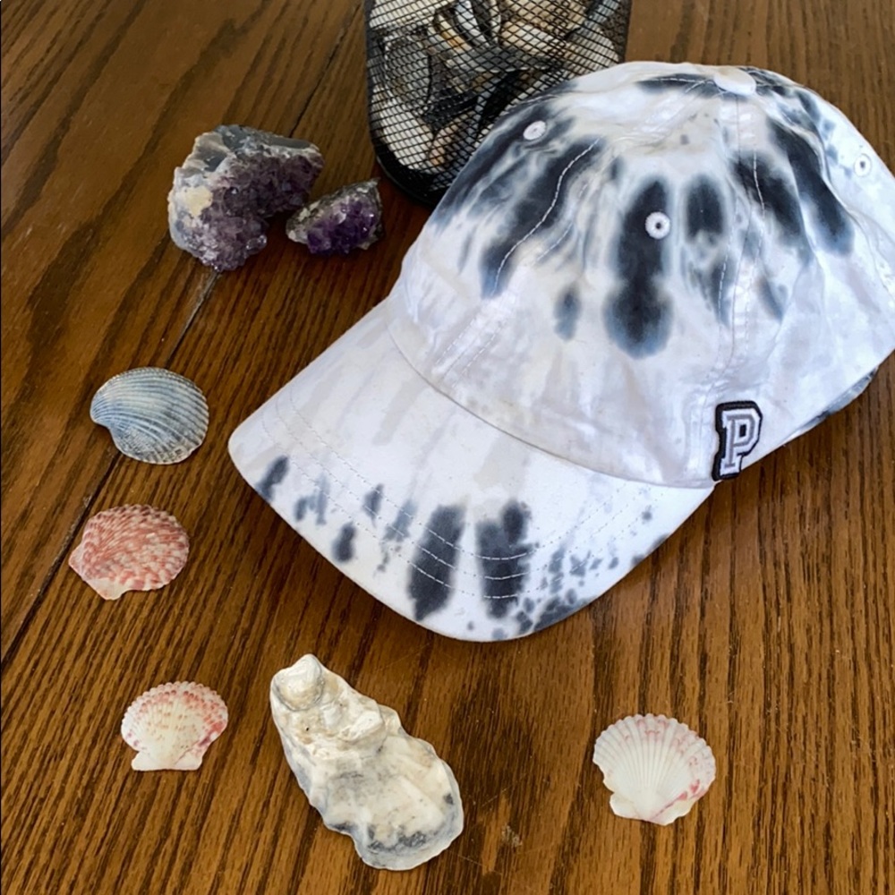 Blue and white tye dye PINK hat